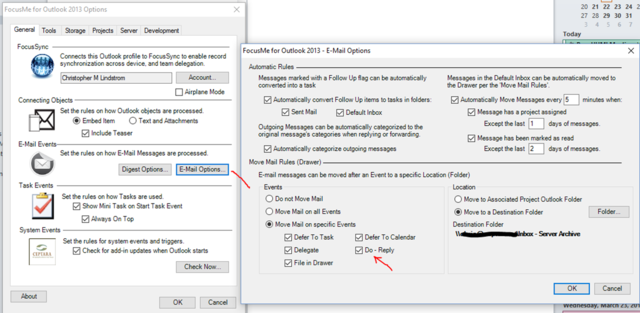 FocusMe Options - Email Options