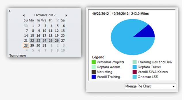 Organizer Mileage Tracking Pie Chart