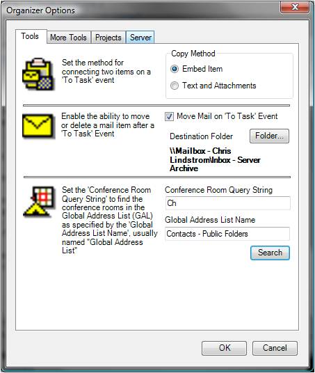 Tools Options Dialog