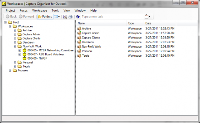 Project Explorer with Workspaces