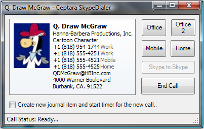 Example of SkypeDialer's Call Manager