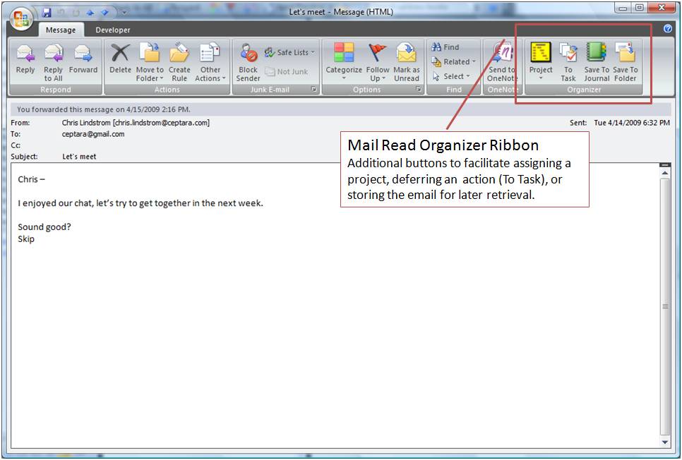 Organizer Mail Read Buttons