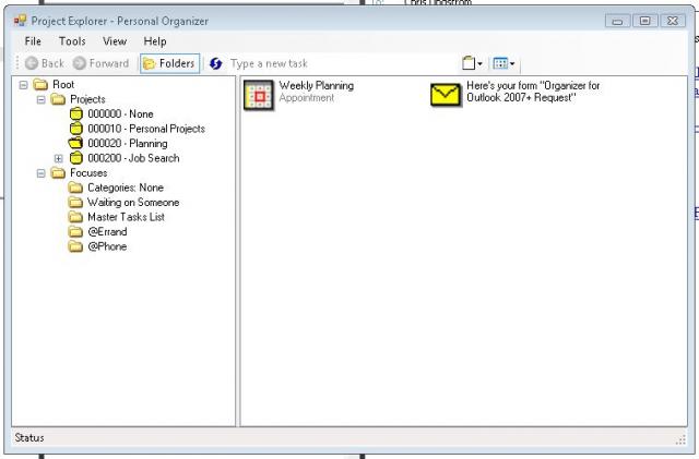 Organizer for Outlook - Project Explorer