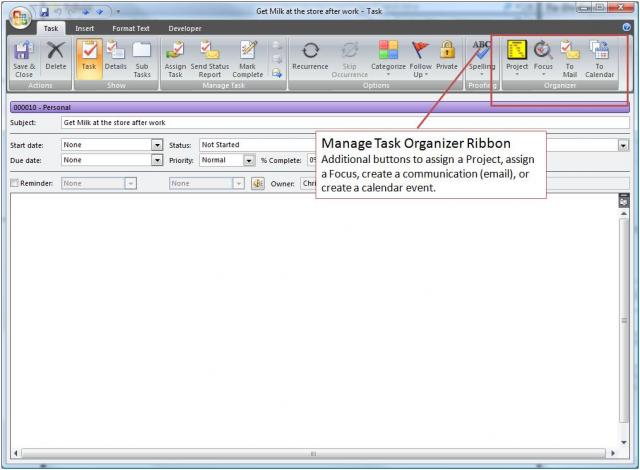 Organizer for Outlook - Task Ribbon Buttons