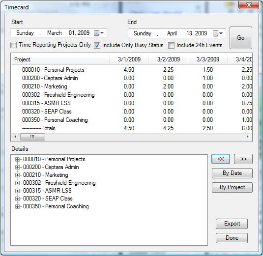 Organizer Timecard